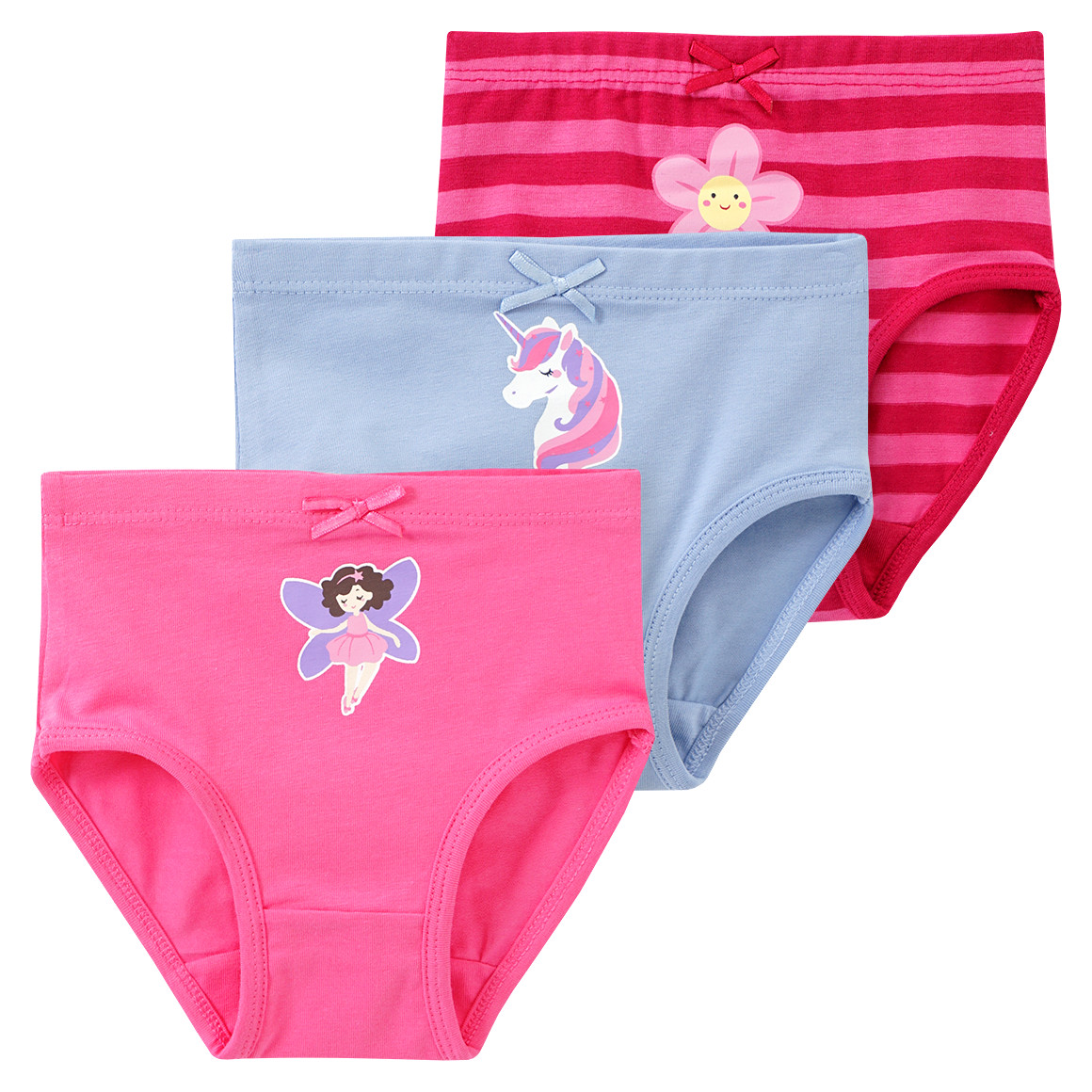 Topomini 3 Mädchen Slips in verschiedenen Dessins pink / hellblau