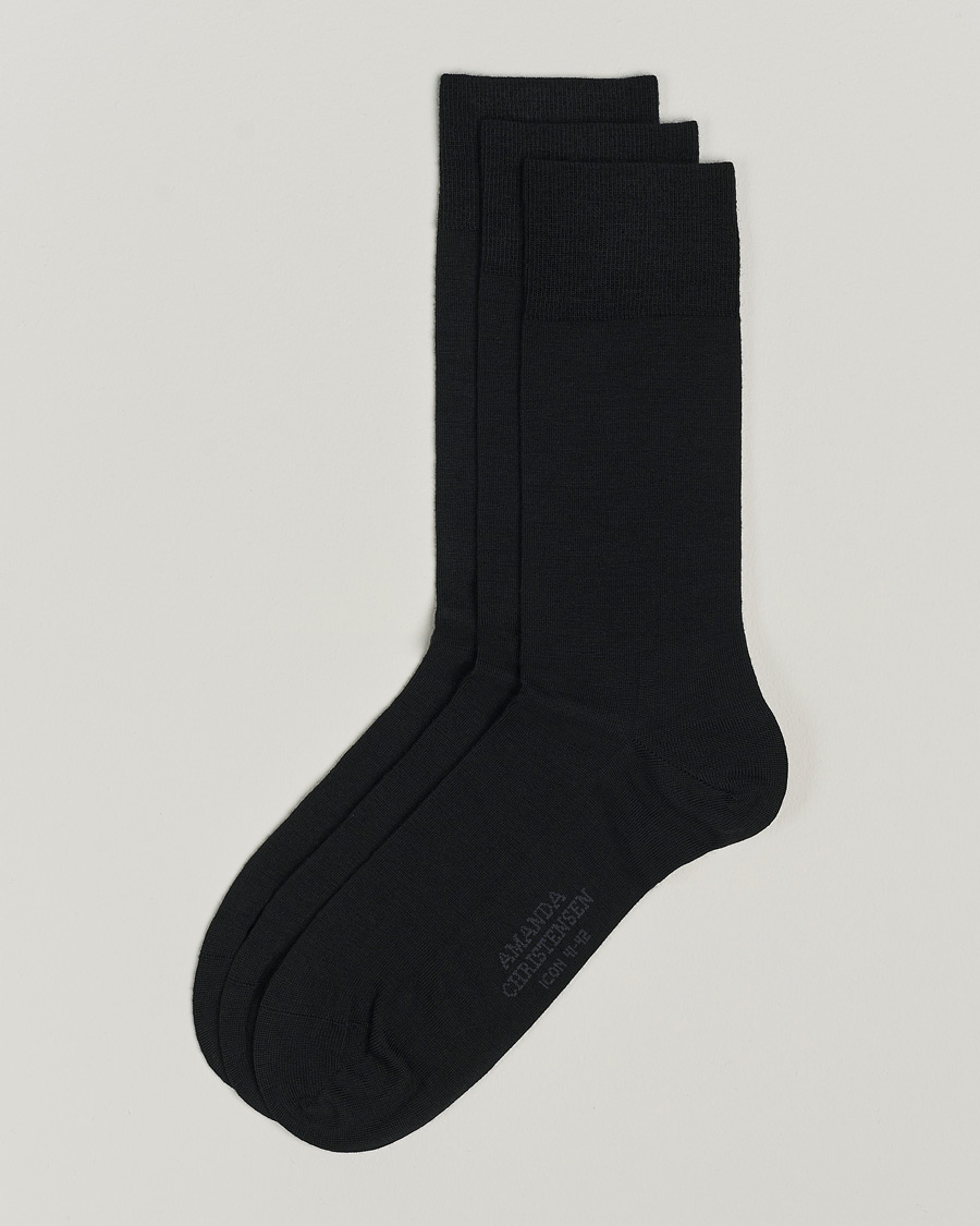Amanda Christensen 3-Pack Icon Wool/Cotton Socks Black