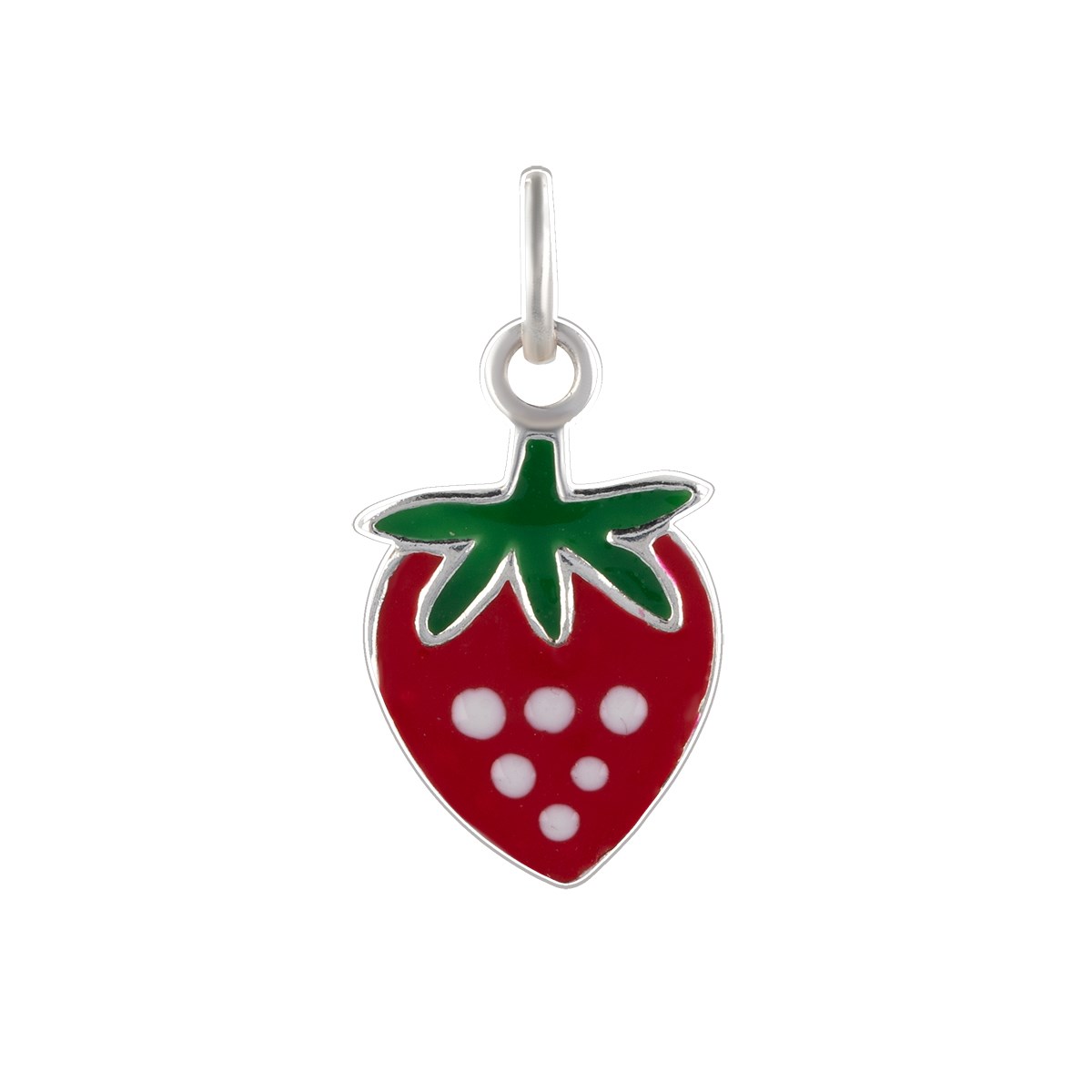 Pendentif argent fraise émaillée
