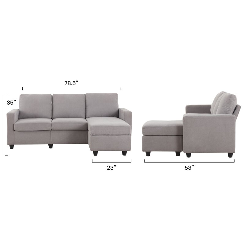 Campbelltown 78.5&prime;&prime; Wide Reversible Sofa & Chaise With Ottoman