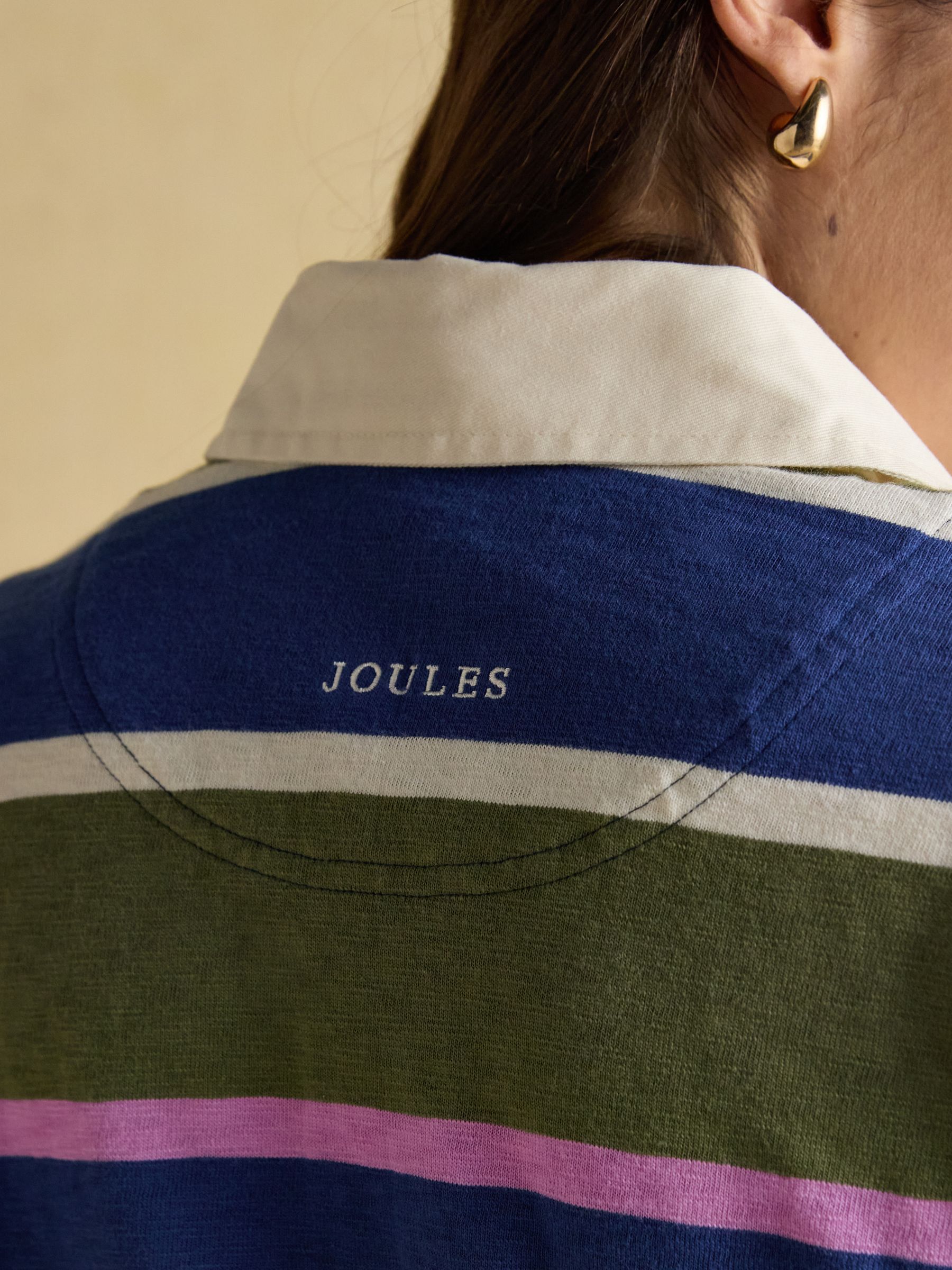 Blauw groen gestreept - Joules Lara boxy fit rugby shirt