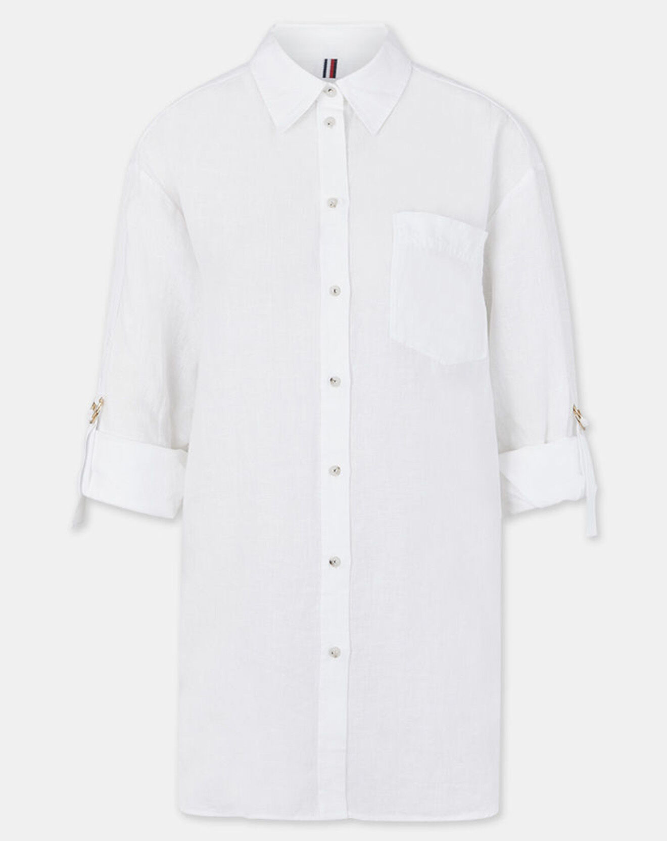 Tommy Hilfiger Chemise 100% Lin Abo Boyfriend blanche