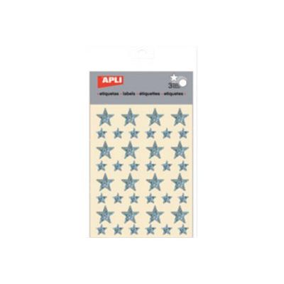 Apli - 3 feuilles gommettes étoile - hologramme argenté
