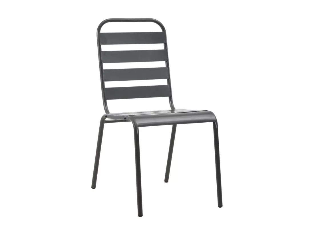 Chaises empilables de d'extérieur 2 pièces Acier Gris
