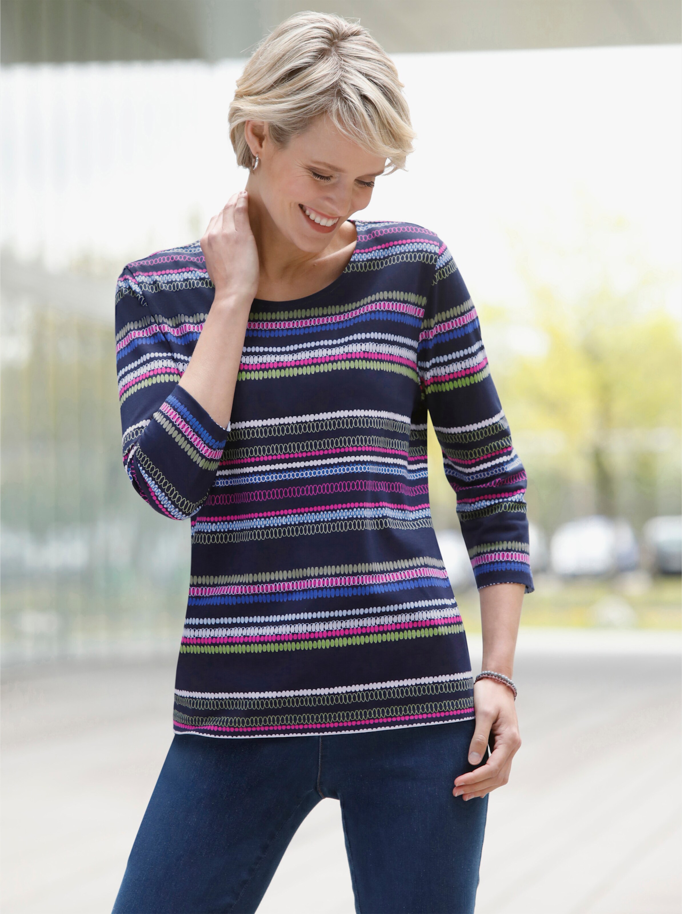 34-Arm-Shirt aus reiner Baumwolle