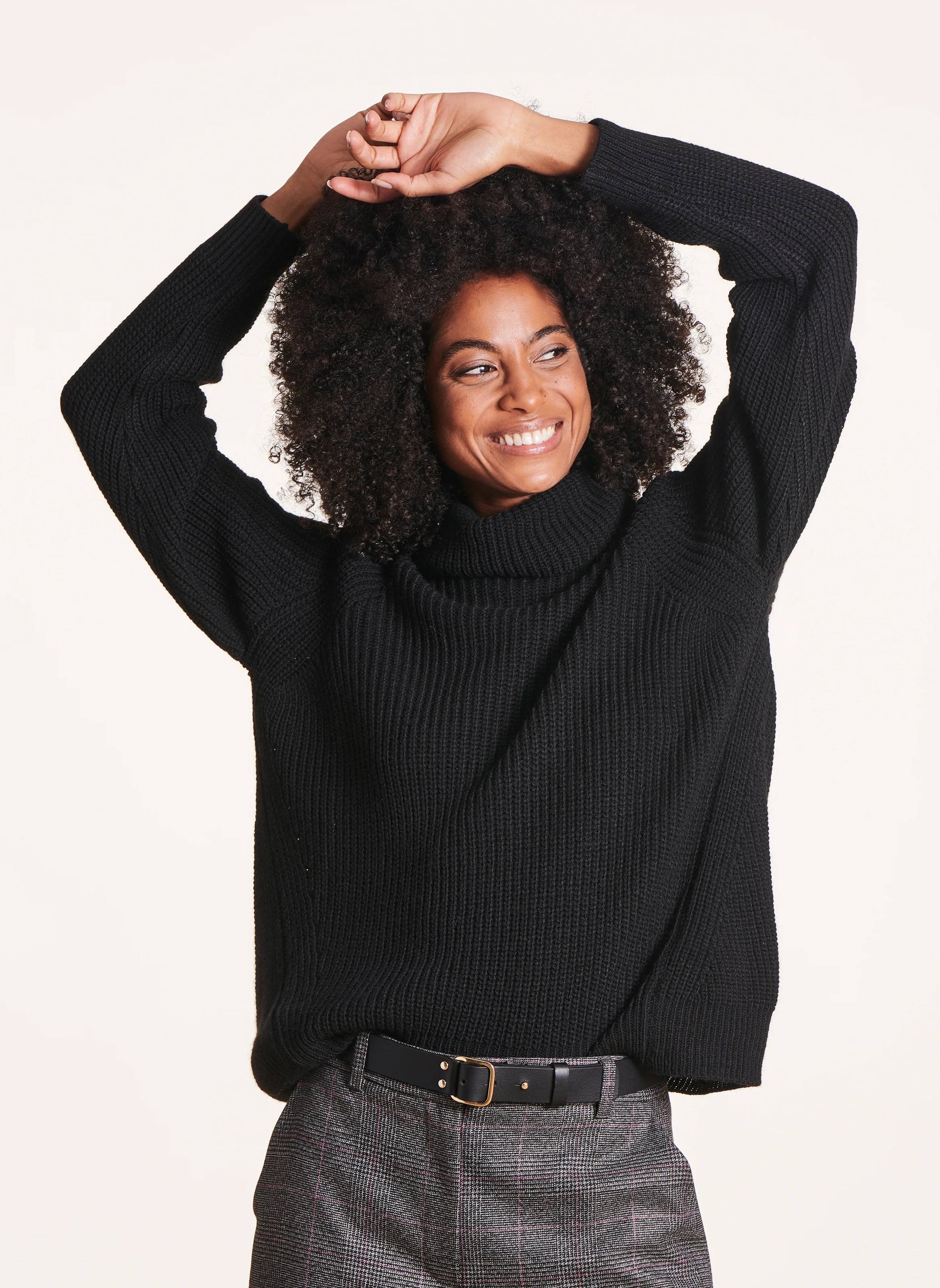 Pull droit en maille | Noir