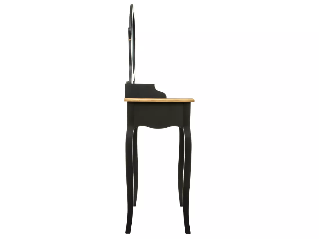 Meuble Coiffeuse en Bois Noir et Naturel