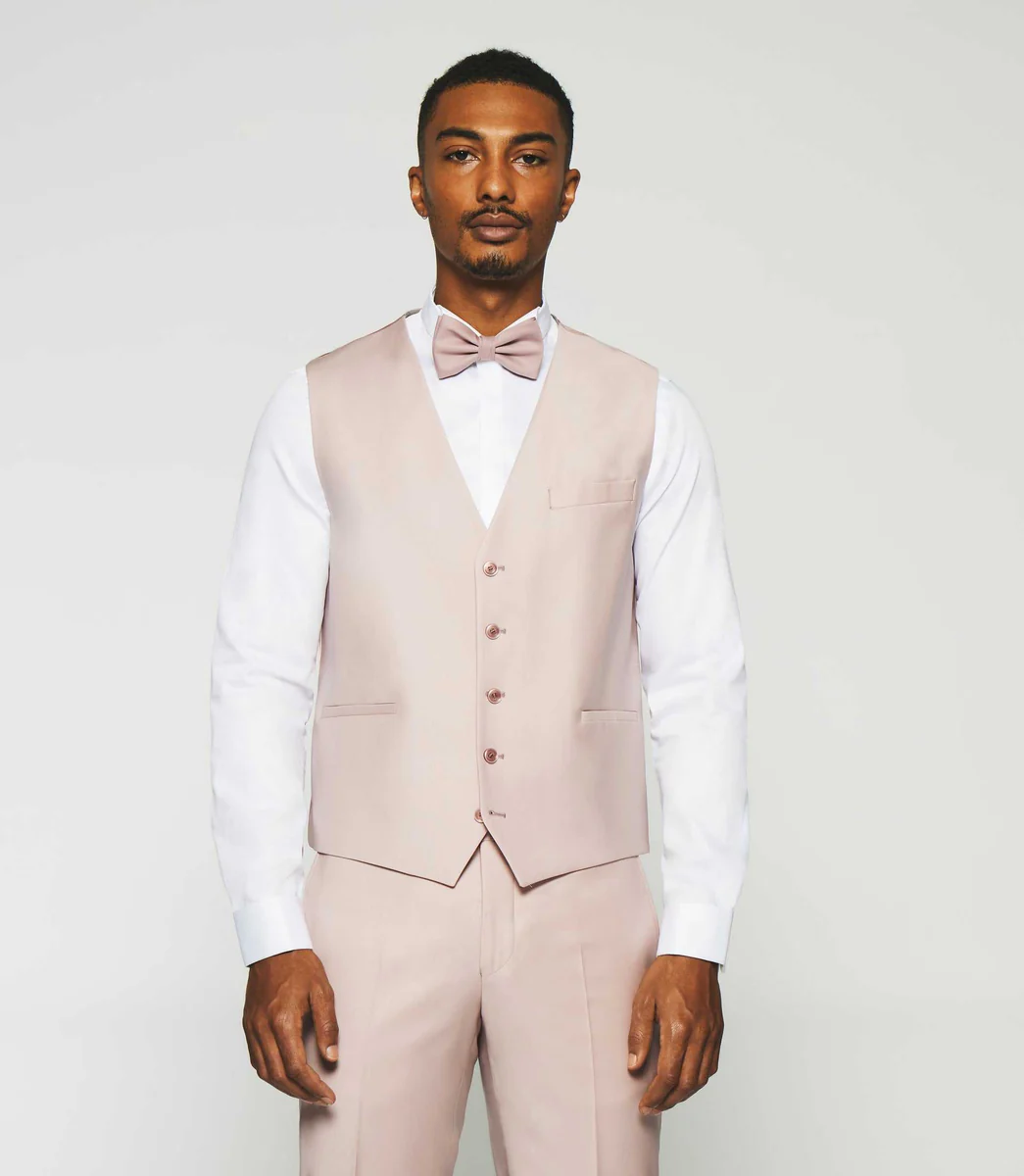 Gilet de costume en laine rose JFAVORI