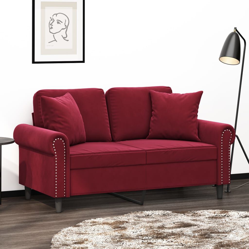 vidaXL Sierkussens, set van 2, wijnrood, 40x40 cm, fluweel