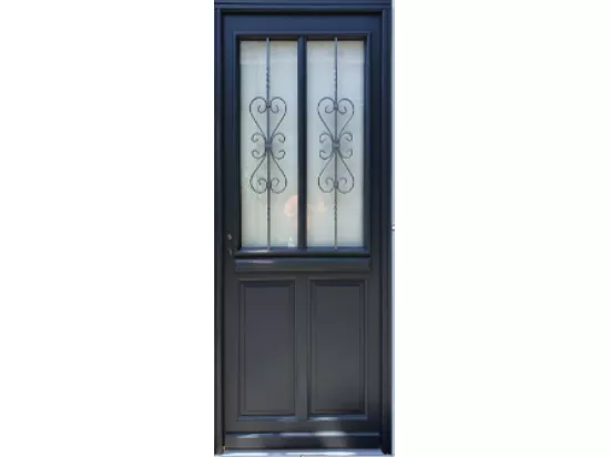 Porte D'Entree Bois Vitree, Sobra, H,215Xl,90 P, Droit + Poignée Et Barillet (Ref 010403Fp) Cote Tableau
