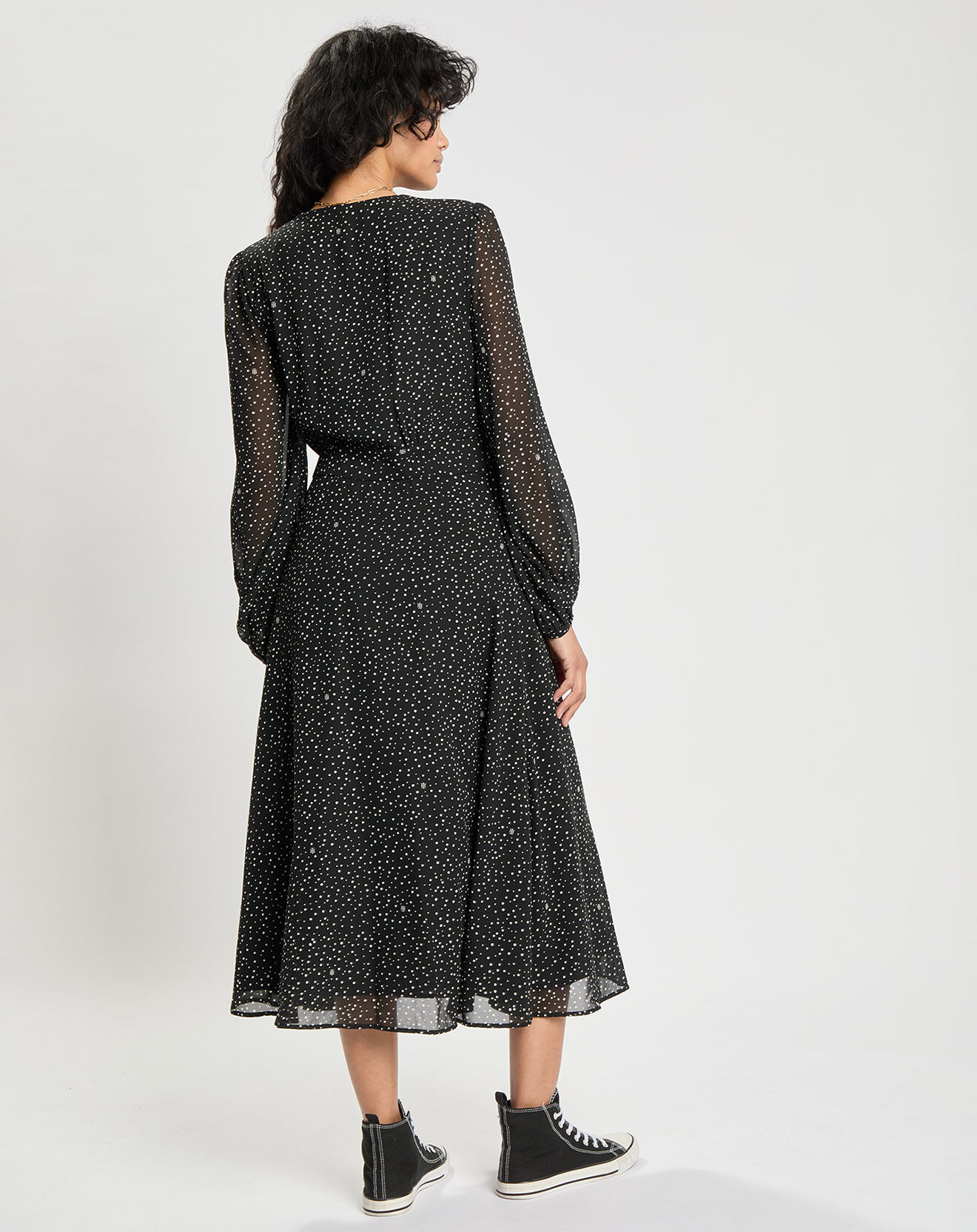 Tommy Hilfiger Robe Georgette Wrap imprimée noire
