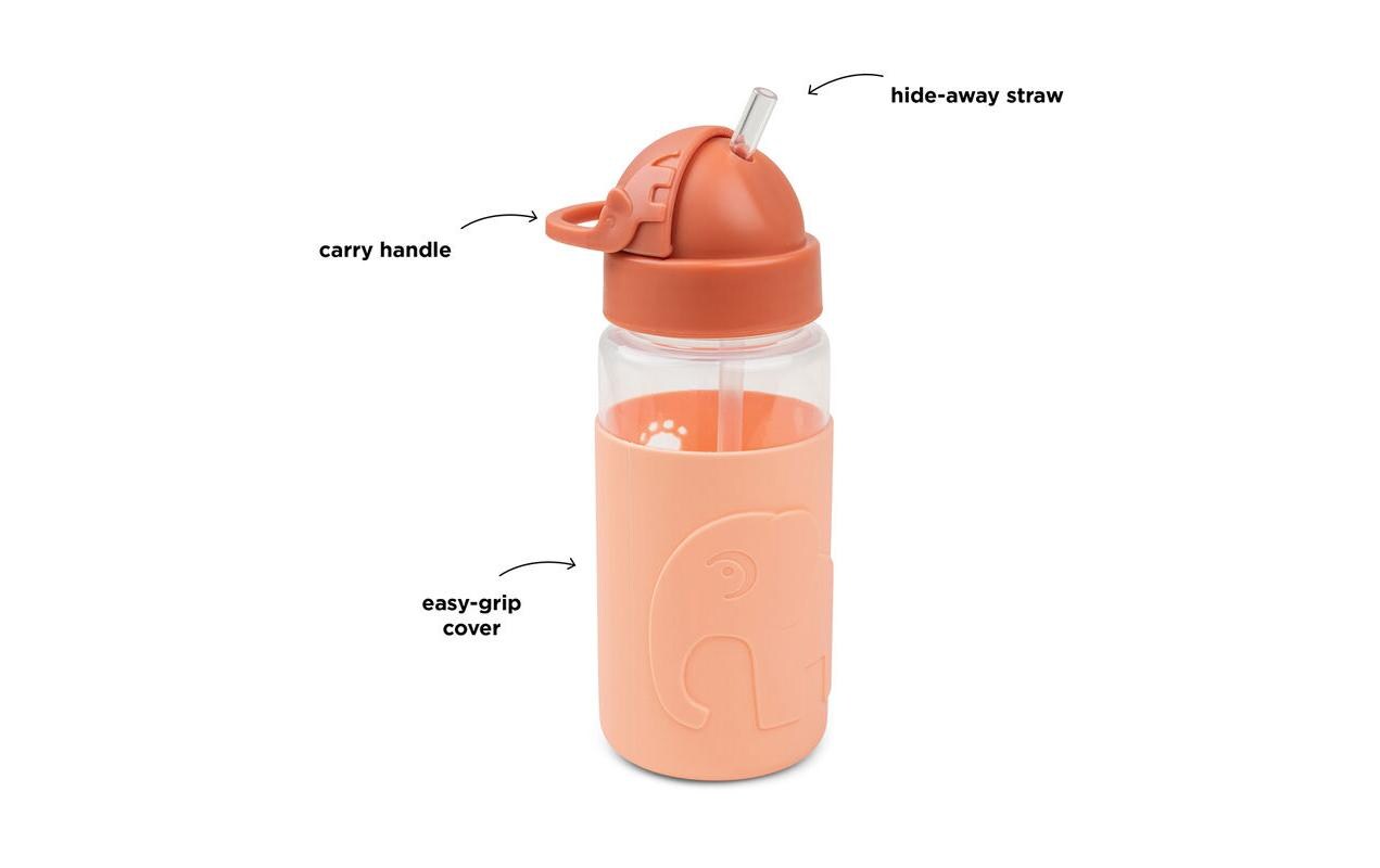Trinkflasche Easy-grip Strohhalm Elphee Papaya 350 mlTrinkflasche mit rutschfester Hülle