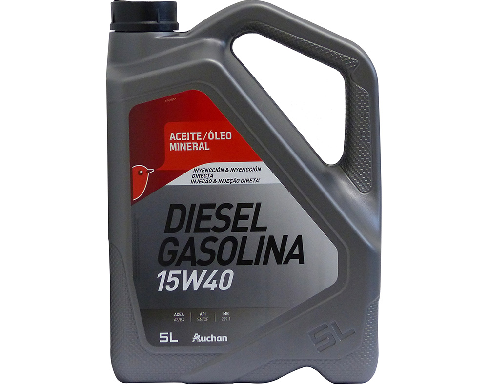 LUBRIFICANTE AUCHAN MINERAL 15W40 GASOLINA/DIESEL 5L