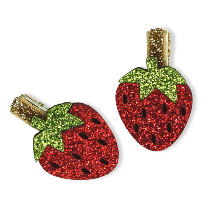 Milk x Soda Lot de 2 Barrettes Fraises | Rouge