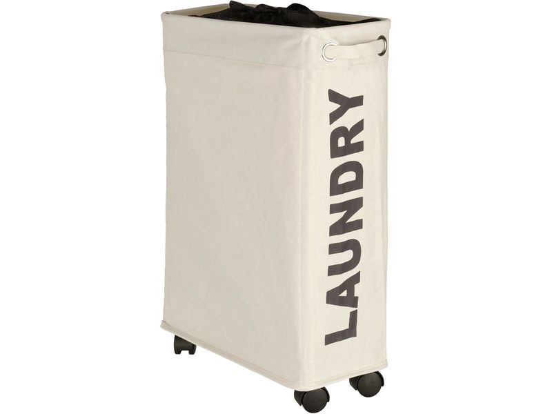 Wenko Wäschesammler Corno 43 l, Beige Wäschekorb mit Rollen