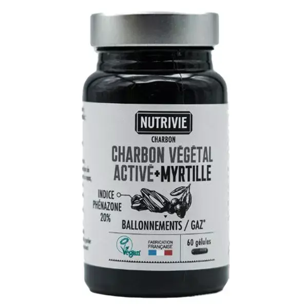 Nutrivie Carvão Ativado Mirtilo Vegano 60 cápsulas