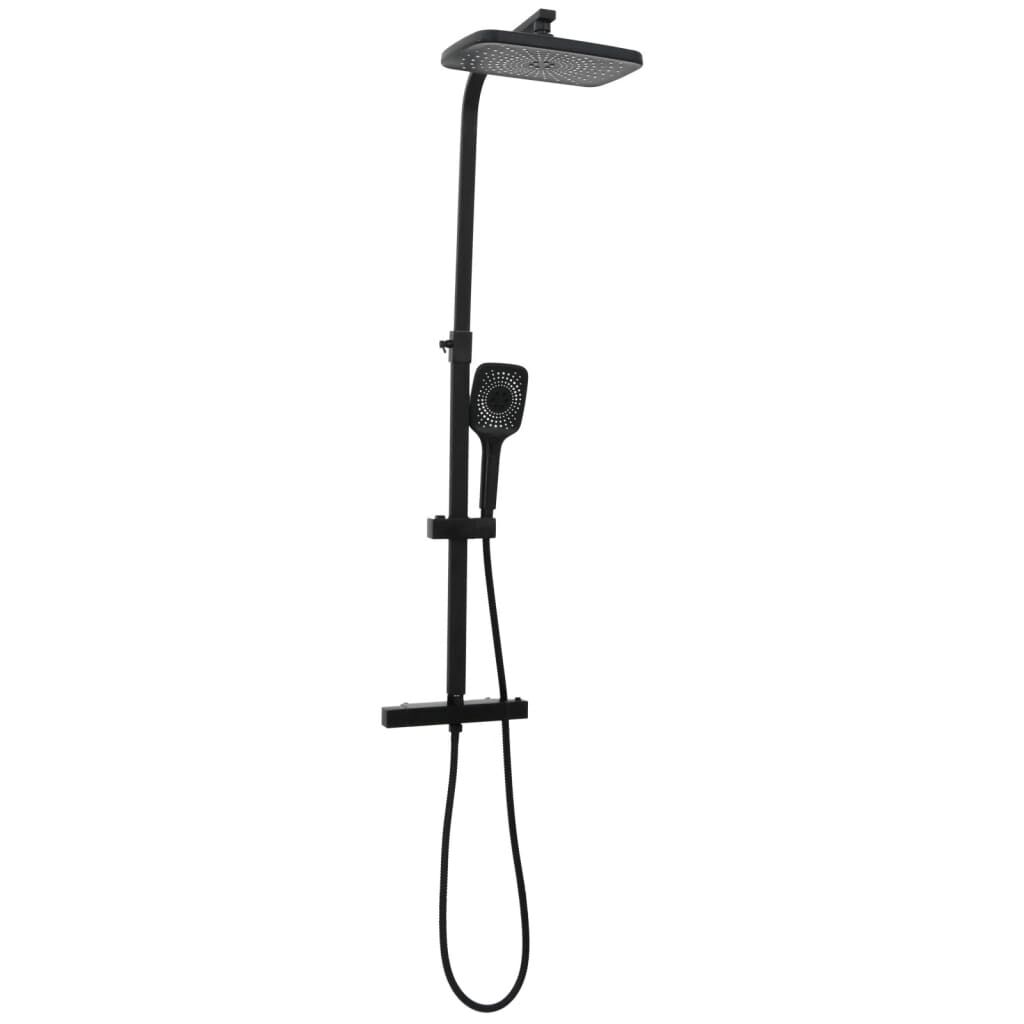 vidaXL Douche met regendouchekop, handdouche, mengkraan en slang, zwart