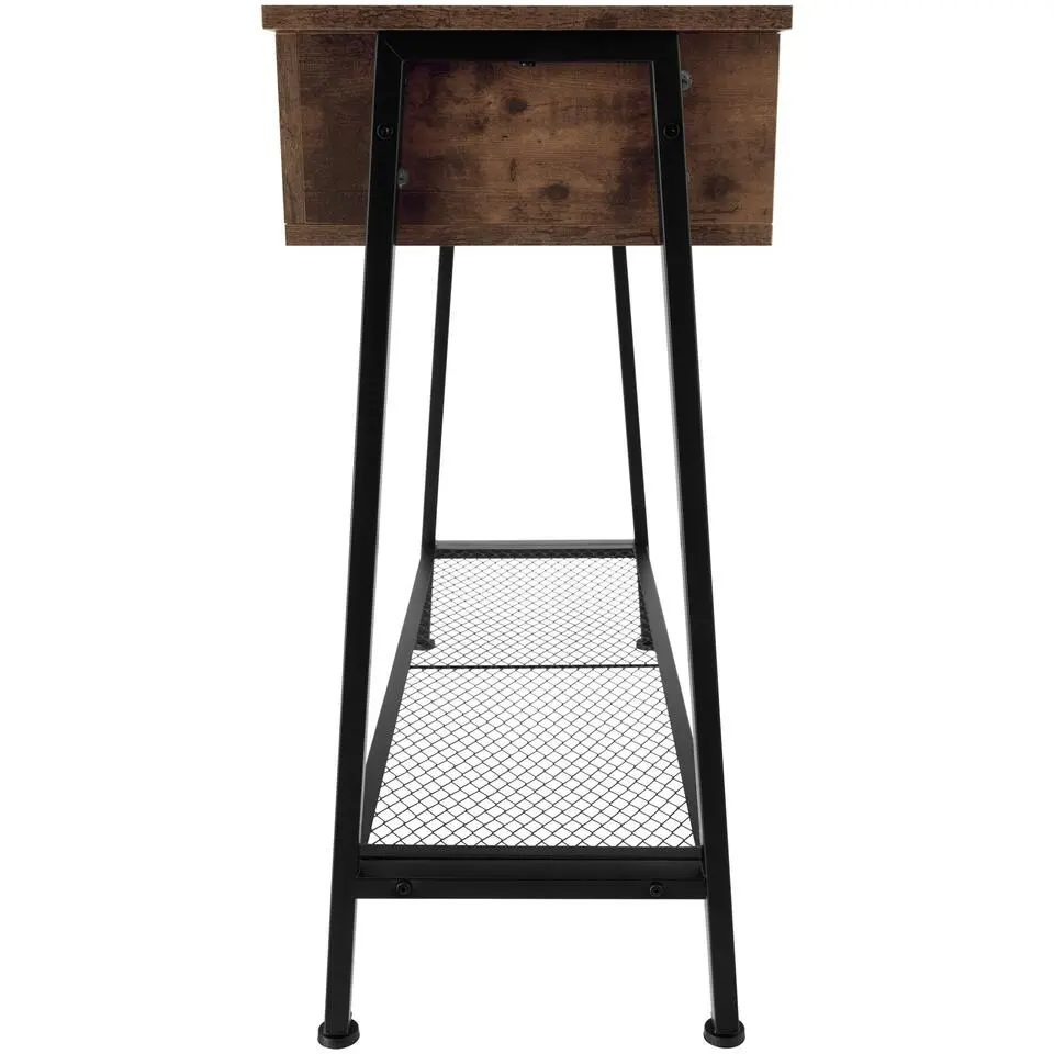 tectake Consoletafel Tralee 100x35x80,5cm, Industrieel Hout Donker, Rustiek