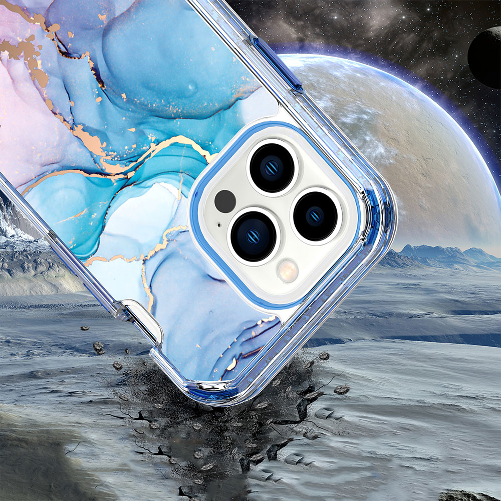 iPhone 15 Pro Max Hybrid Hülle TPU Bumper mit Acryl Rückseite im Marble Marmor Design - Style 5