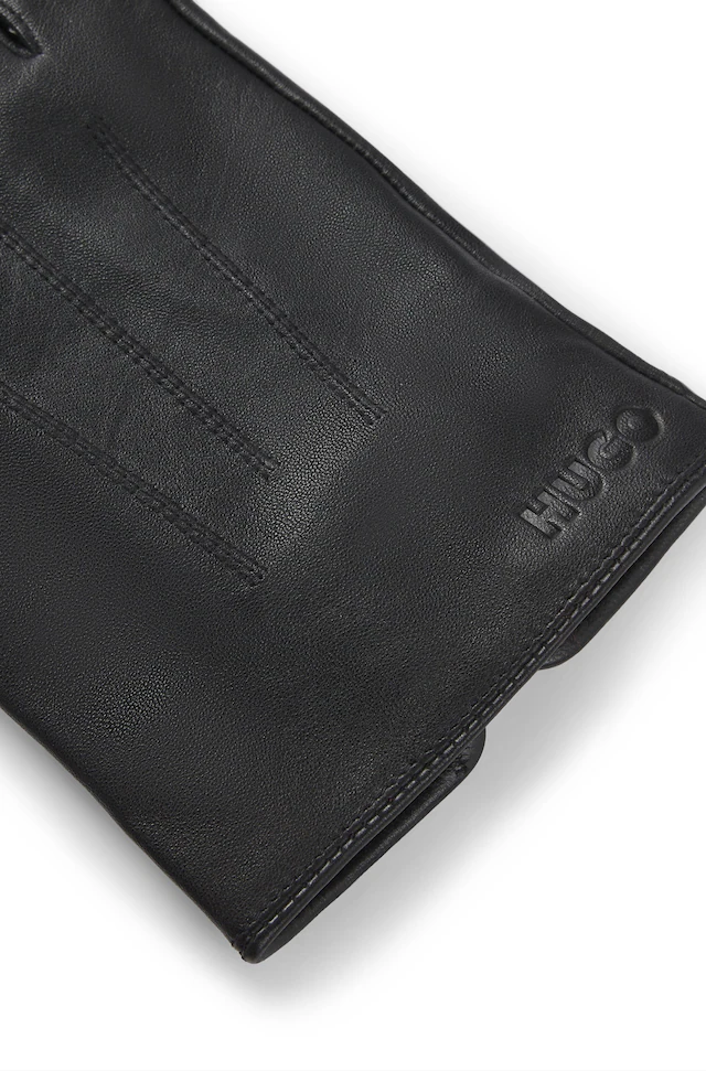 HUGO Lederhandschuhe »Jaan« mit Logo auf dem Knopf