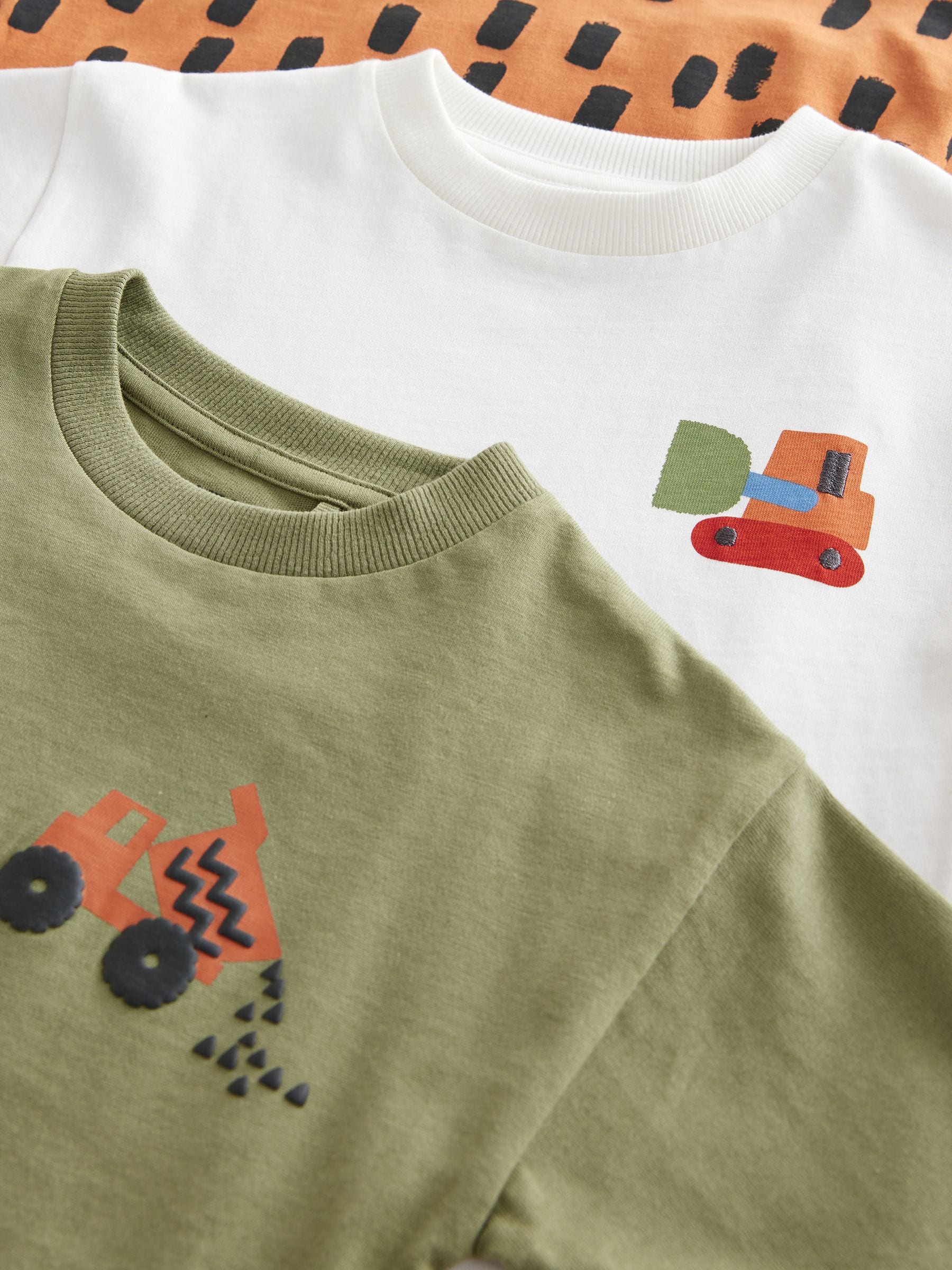 Kaki/groen - Set van 3 T-shirts met korte mouwen en joggingbroeken (3mnd -7jr)