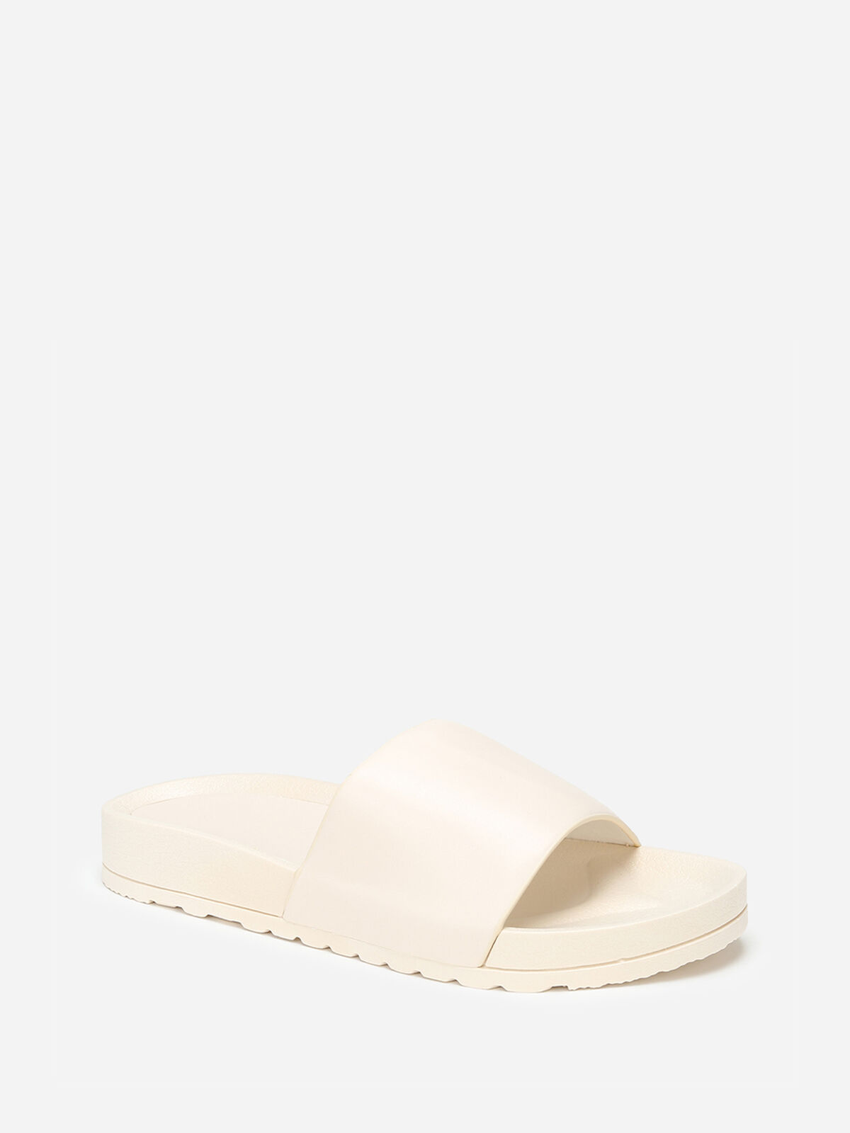 Mules en simili à bride large- Beige