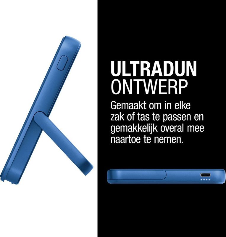 Fresh N Rebel - Magnet Qi Powerbank - 5000mAh - True Blue - Draadloos