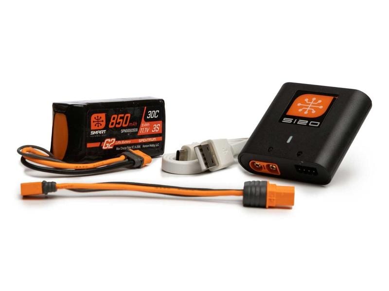 Spektrum Smart Powerstage Air Bundle S120 Ladegerät & G2 3S Smart G2 11.1 V 850 mAh LiPo Akku mit USB Ladegerät