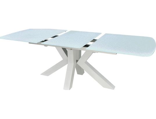 CONCEPT1 - Table Oceane 160/220 x 98 x 76 cm verre 10mm blanc