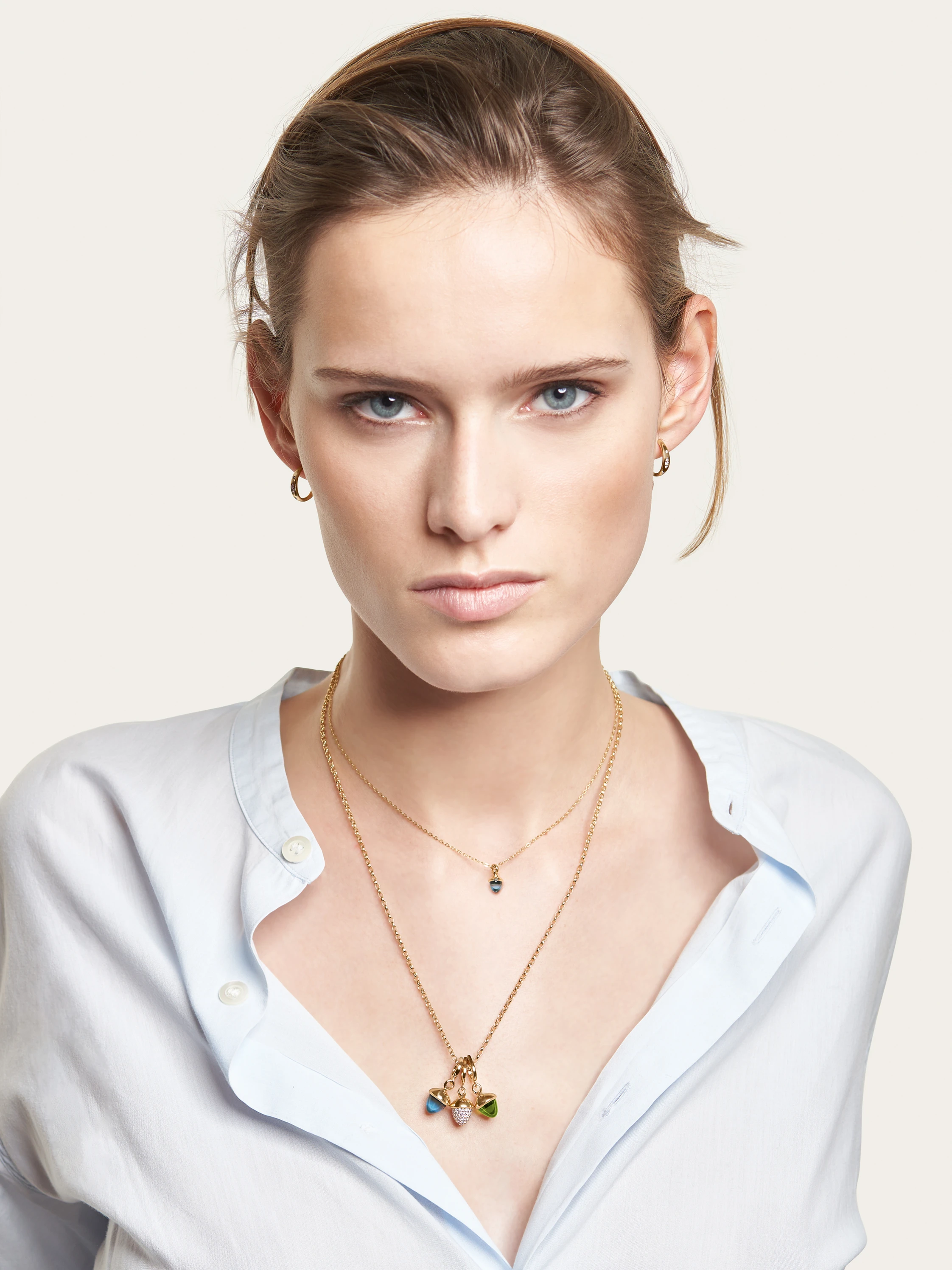TAMARA COMOLLI Ohrringe OHRRINGE GYPSY HOOP SMALL aus 18 Karat Gelbgold mit Diamant Pavé