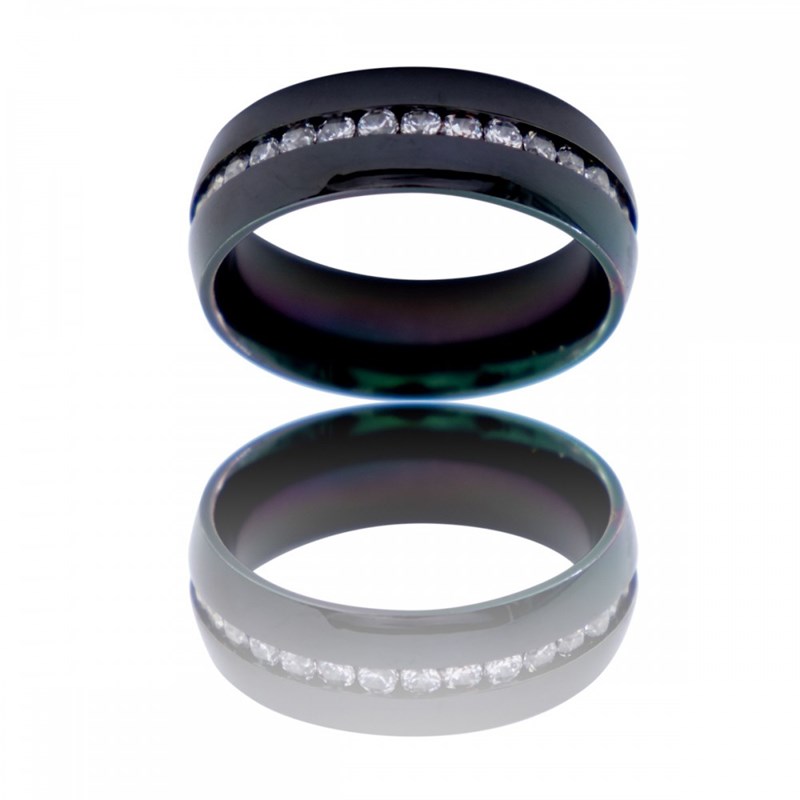 Bague Femme Couleur Noire Ornée Zirconium TILIA