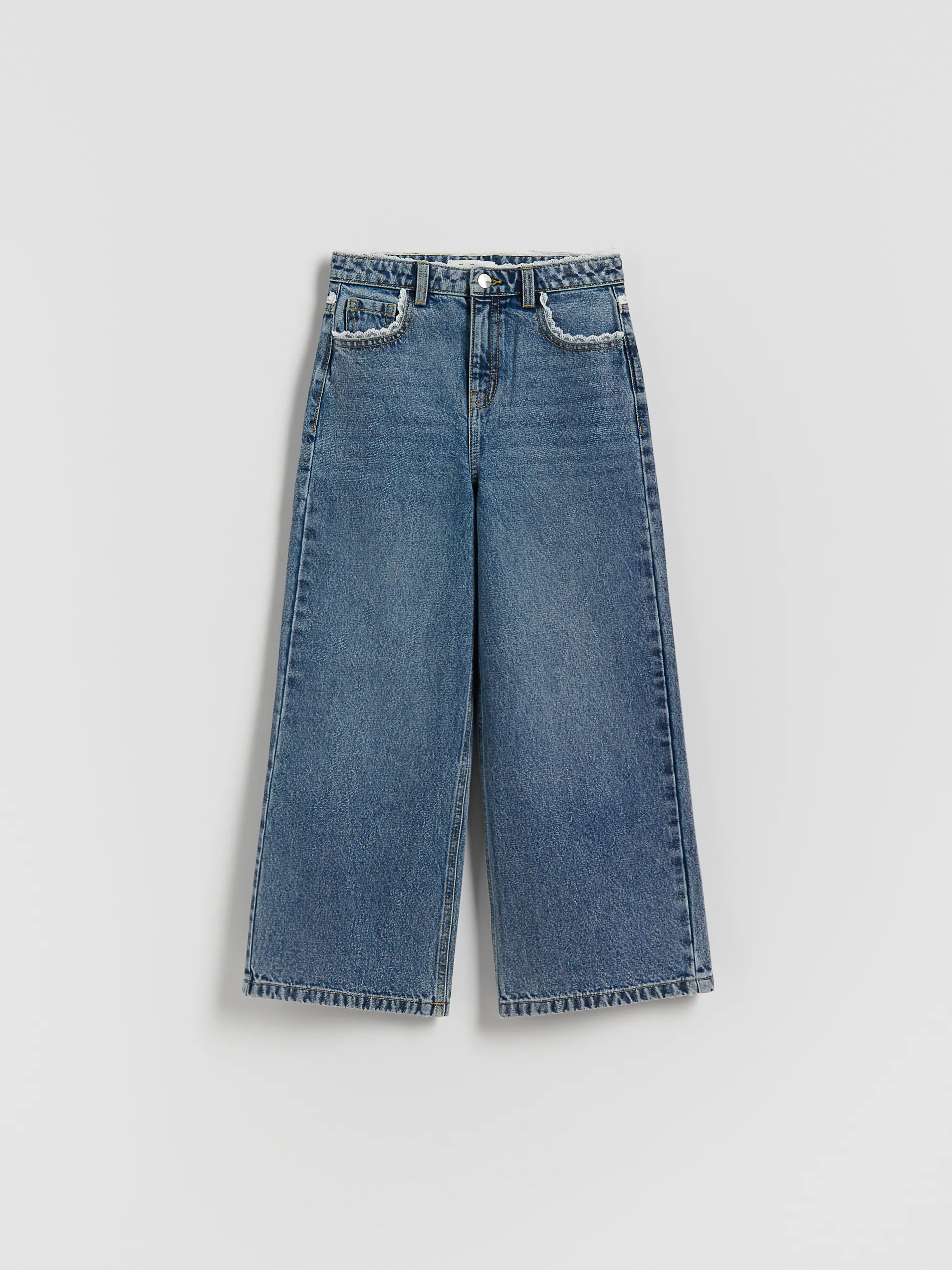 Super-Wide-Leg-Jeans mit Spitze