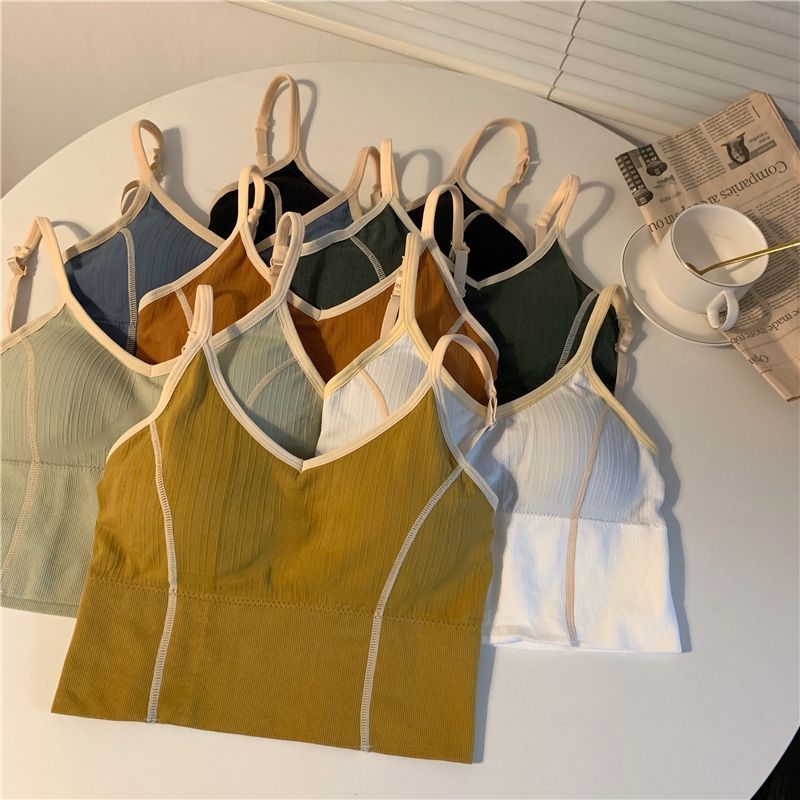 Moon City - Cropped camisoletop met contrasterende rand