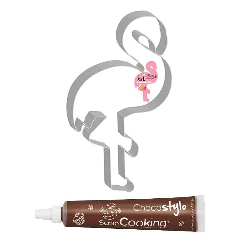 Moule découpoir XXL Flamant rose + 1 Stylo chocolat Scrapcooking