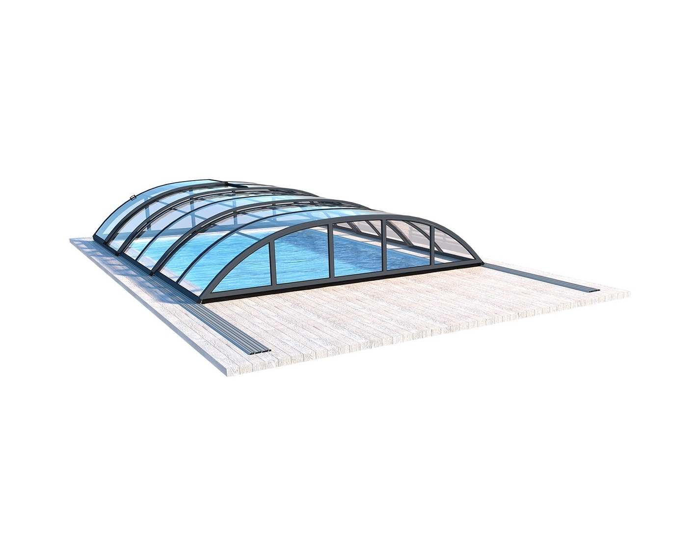 Abri de piscine horizon pour les modèles 6,20x4,10 m - bas88, bas788 - polycarbonate massif 3 mm - couleur ral7016 graphite