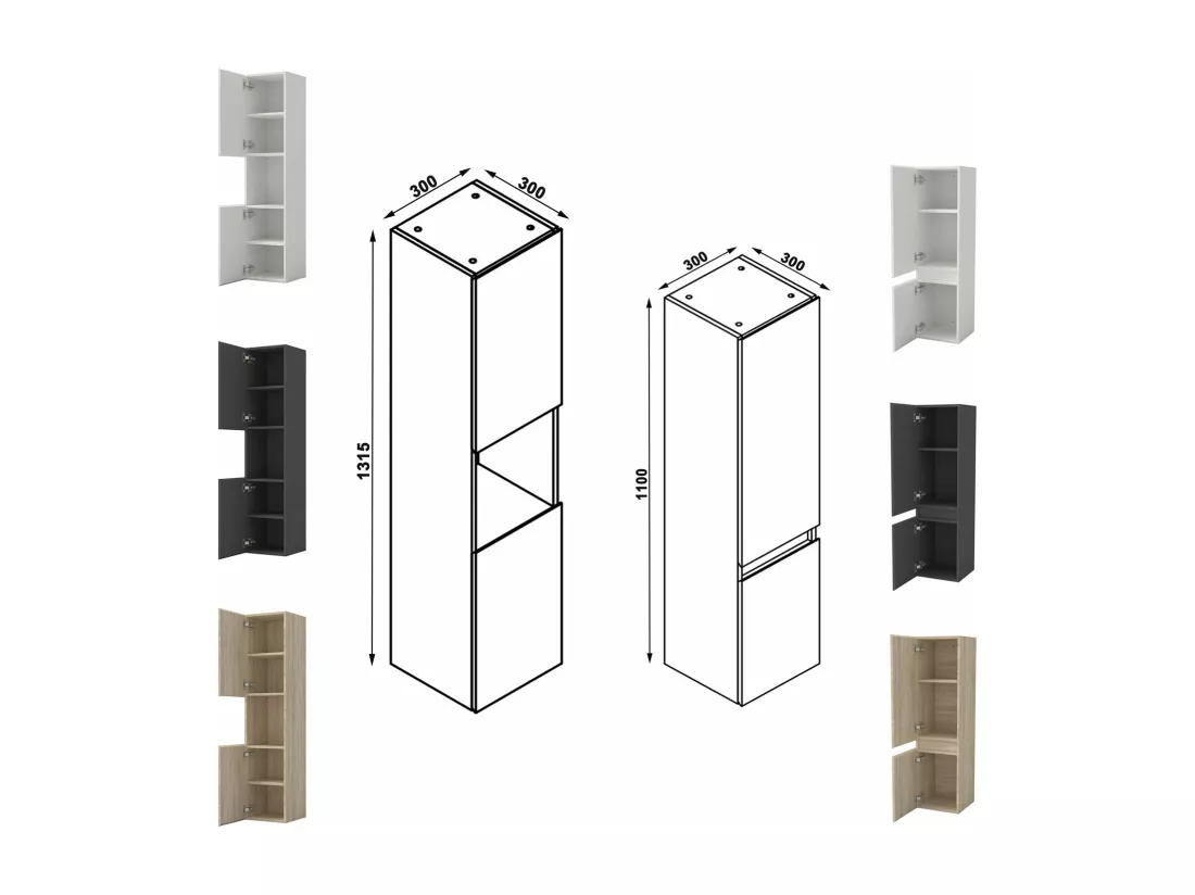 Ensemble meuble de salle de bains 120cm, double vasque et colonne et LED miroir rectangulaire,anthracite