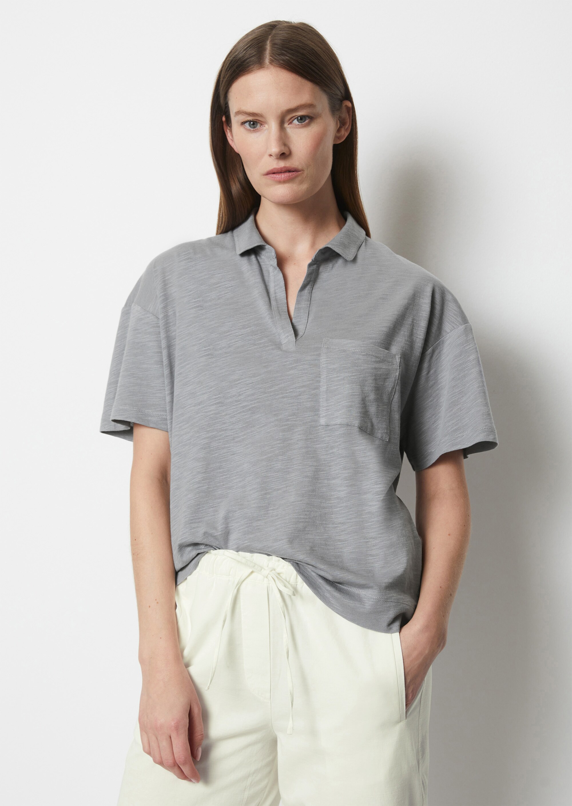 Polo-T-Shirt regularaus Organic Cotton-Viskose-Mix