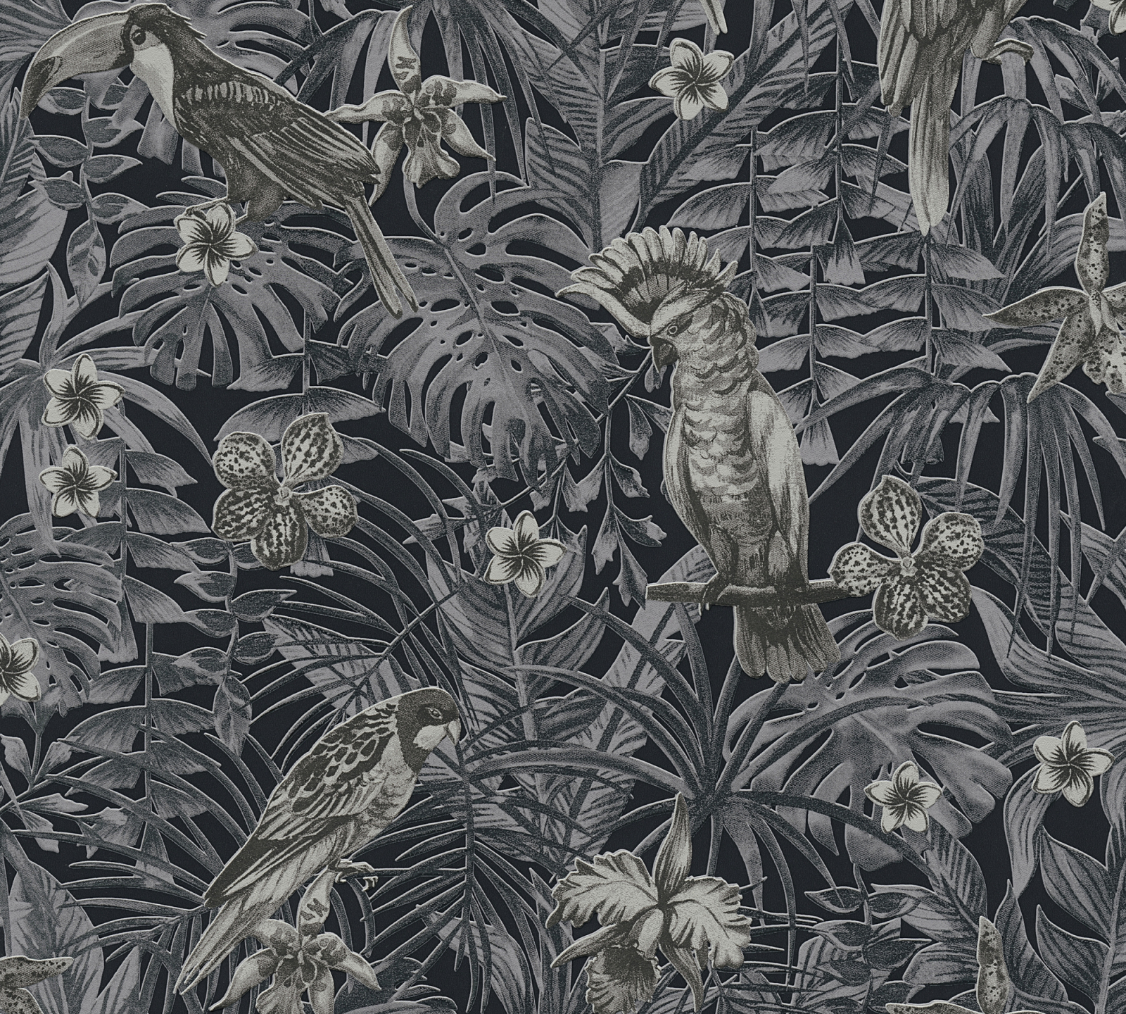Vliestapete GREENERY - grau-schwarz - 10 Meter