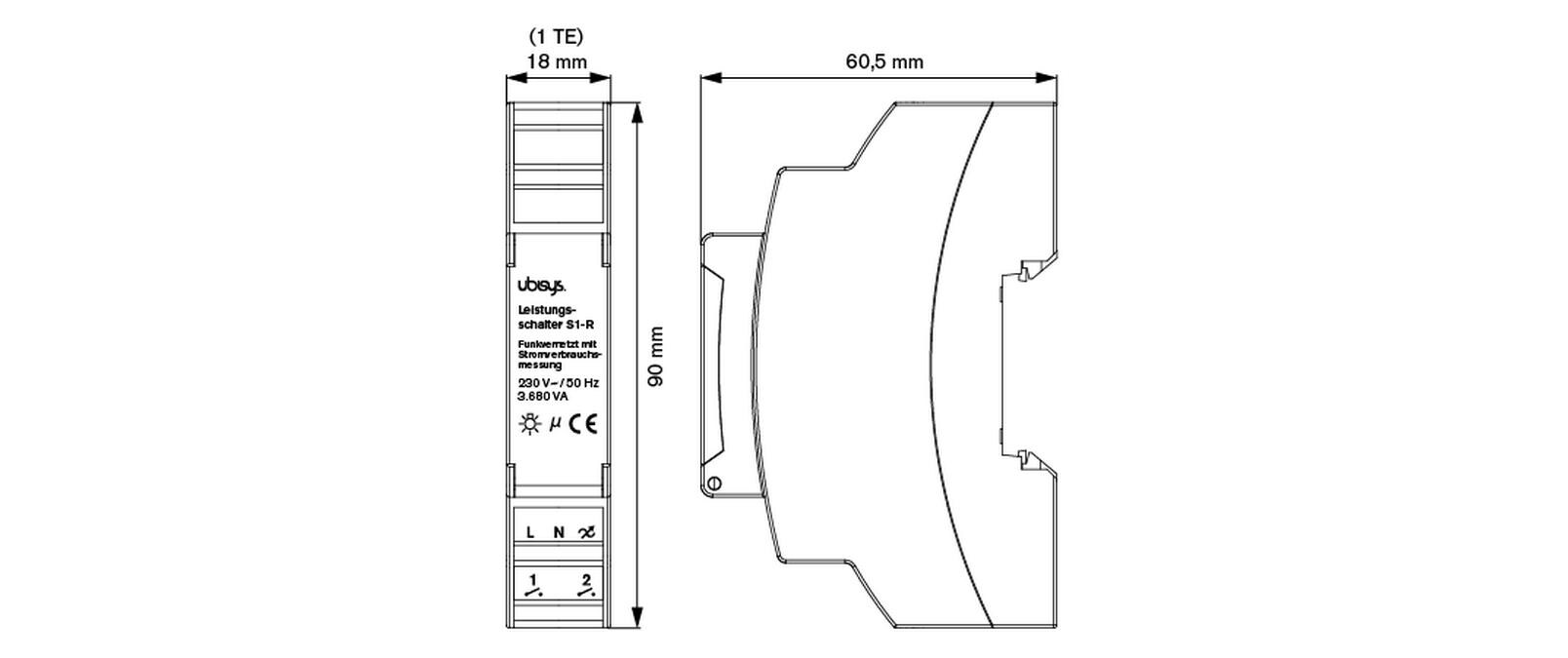 Leistungsschalter S1-R ZigBee 3.0ZigBee 3.0 Schaltaktor für Hutschienenmontage