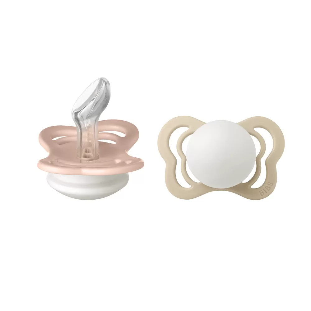 BIBS Couture GLOW Silicone Blush/Vanilla 2 pak - Flere størrelser