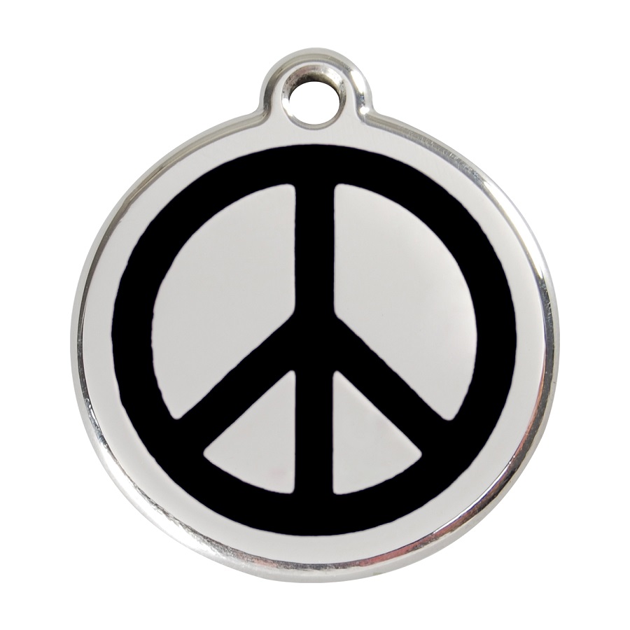 Placa de Identificação para Cães em Aço Inoxidável Esmaltado - Preto Paz