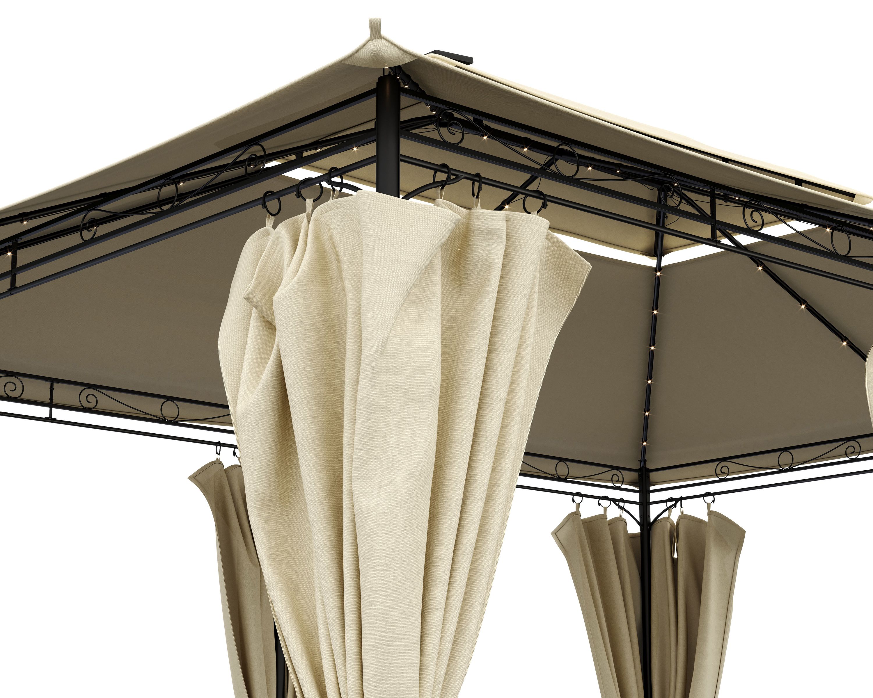 Gartenpavillon LED ROYAL 4 x 3 m beige