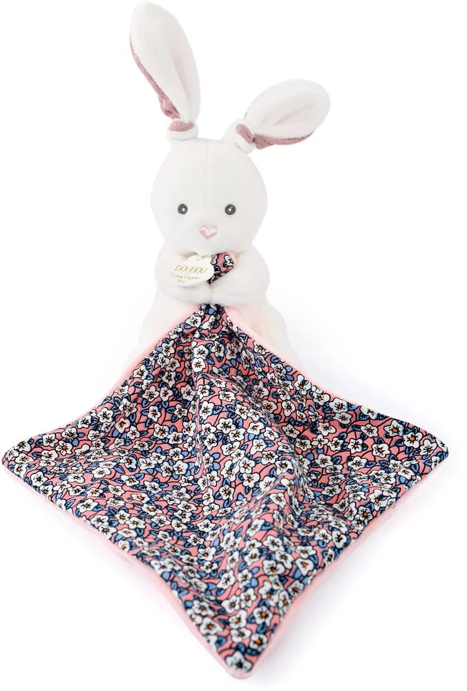 BOH'AIME - PELUCHE LAPIN ROSE PANTIN AVEC DOUDOU