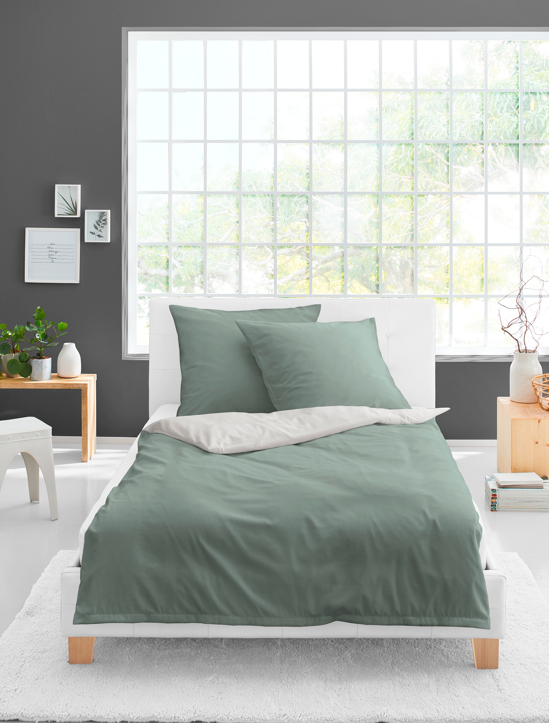 BIERBAUM Wendebettwäsche »Modern Uni in Gr. 135x200 oder 155x220 cm« 2 Stk. tlg. Modernes Unidesign: Schlichte, elegante Optik für jedes Schlafzimmer