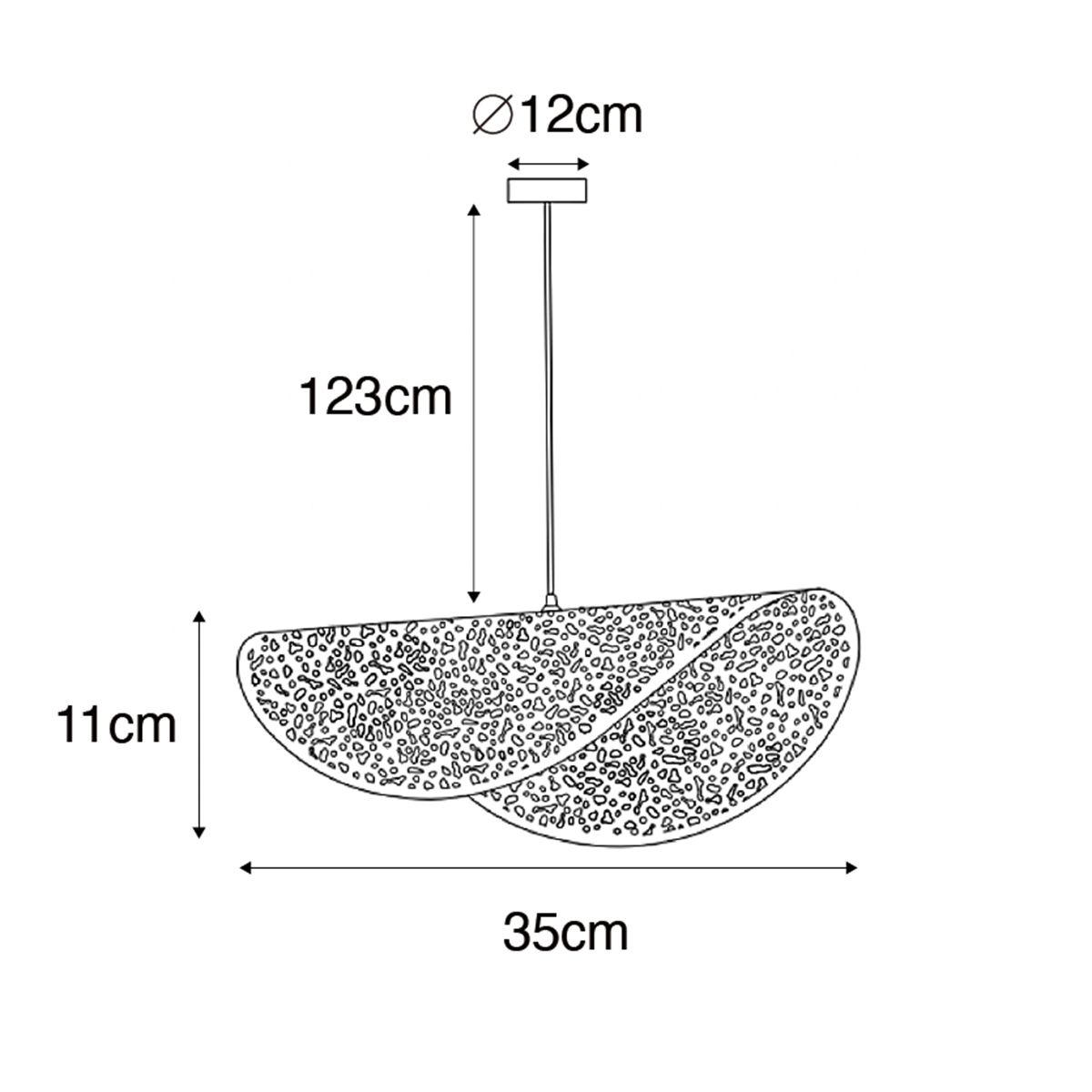 Oosterse hanglamp zwart met goud 35 cm - Japke