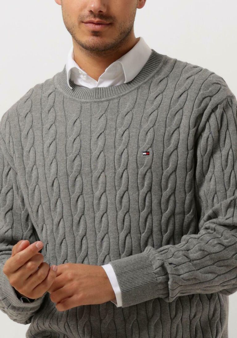 TOMMY HILFIGER grijze tommy hilfiger trui classic cable crew neck