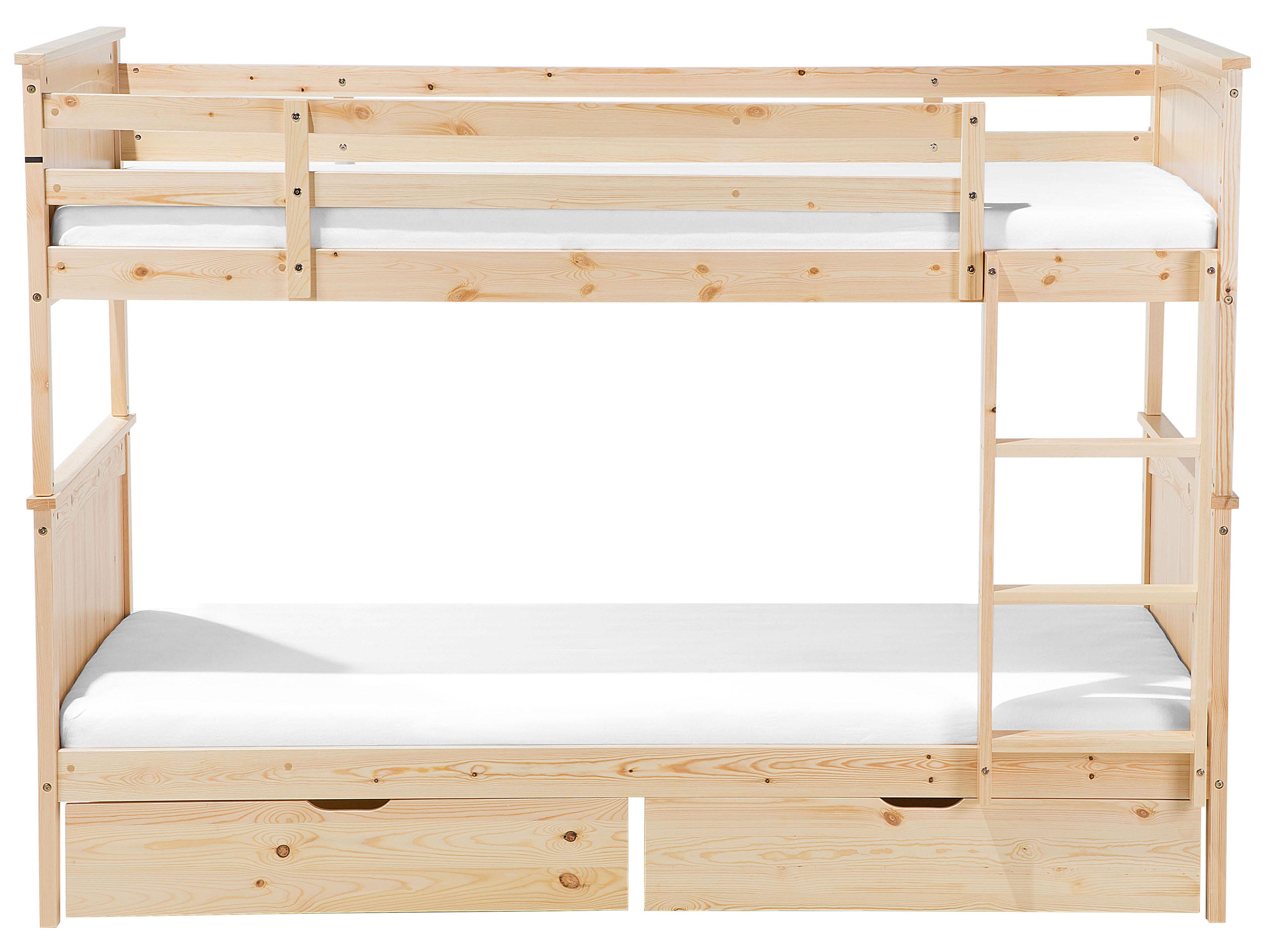 Hoogslaper met laden Dennenhout ALBON 90 x 200 cm Lichtbruin