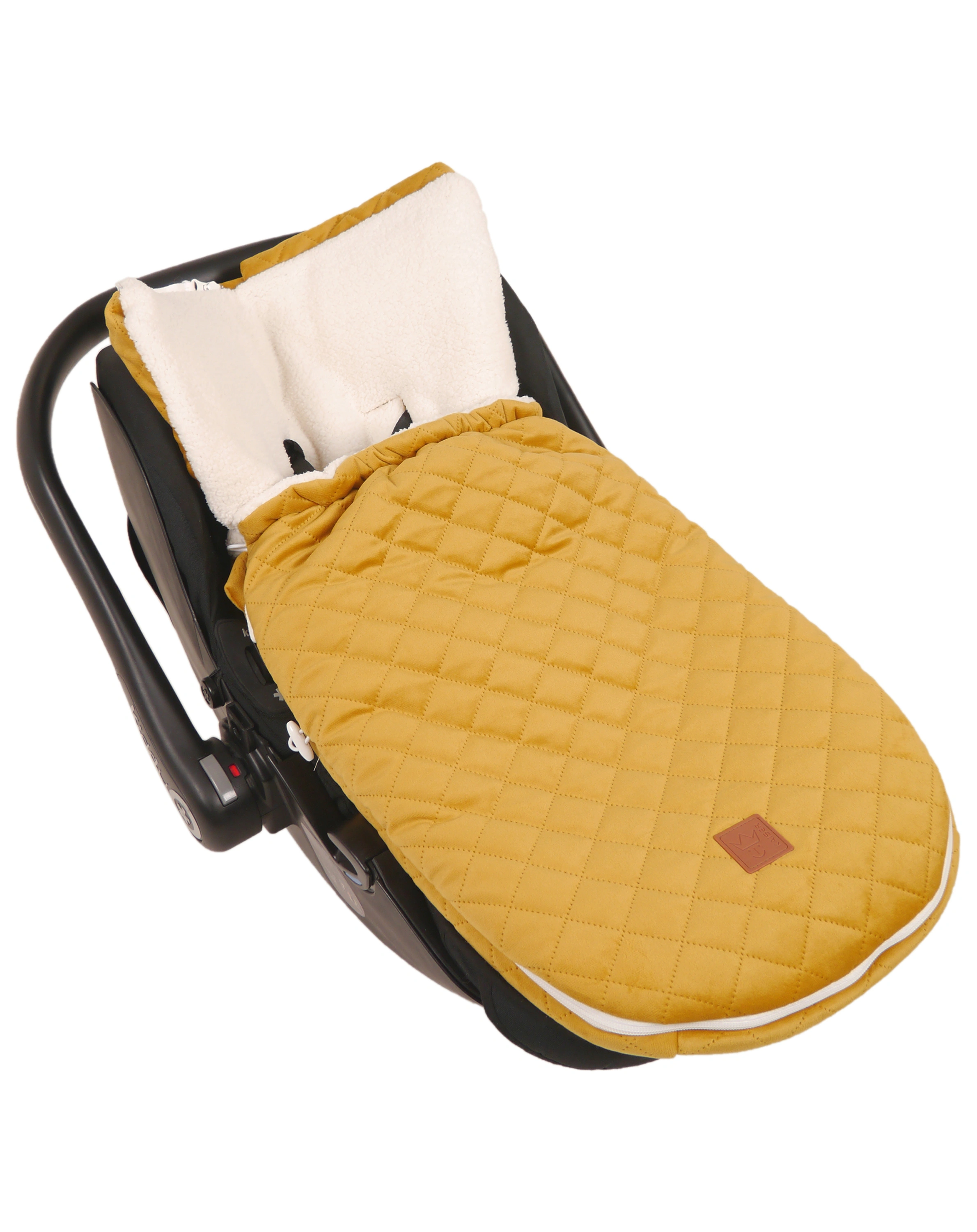 Babyschalen-Fußsack VELVET HOODY in yellow mustard