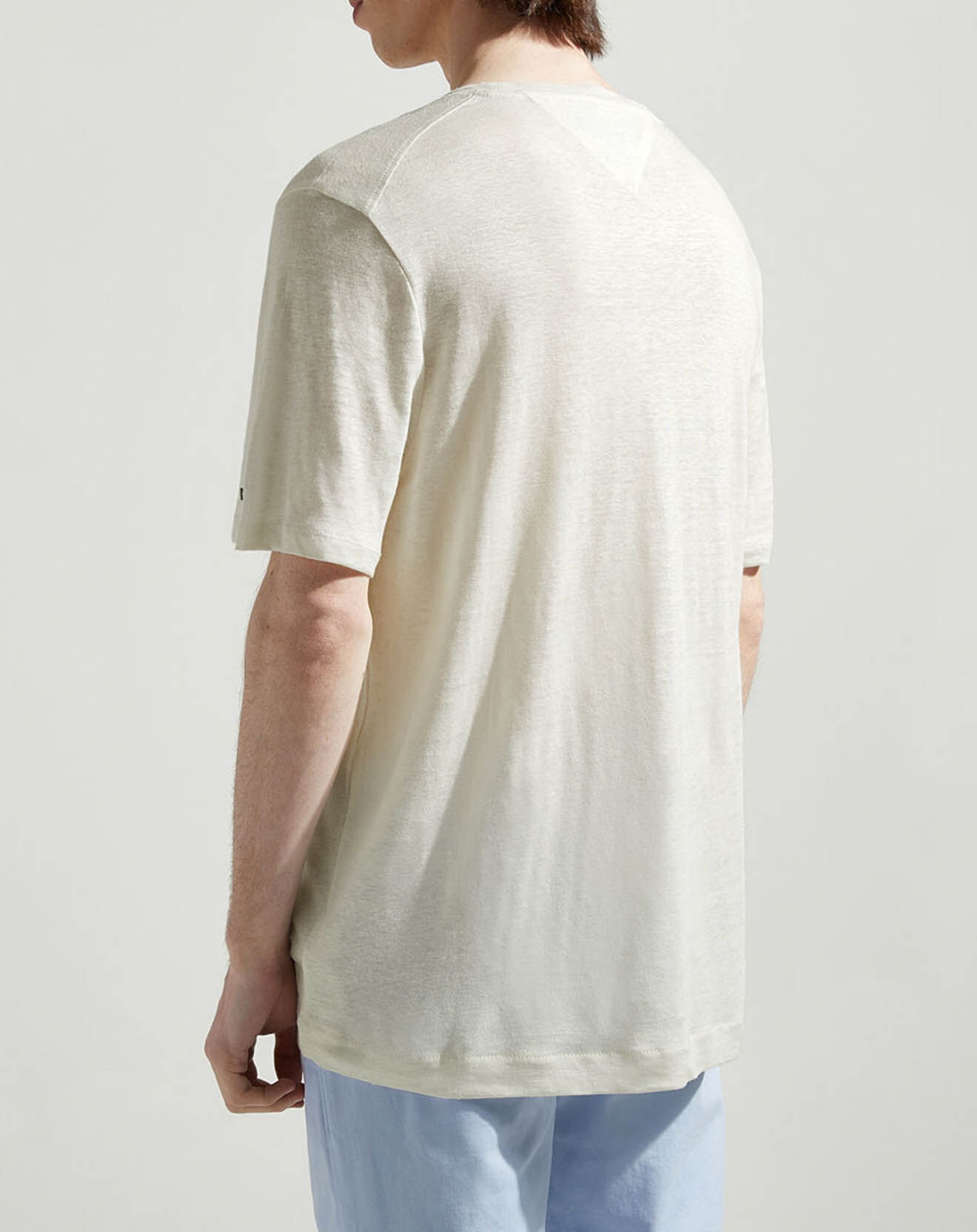 Tommy Hilfiger T-Shirt en Lin mélangé Premium écru