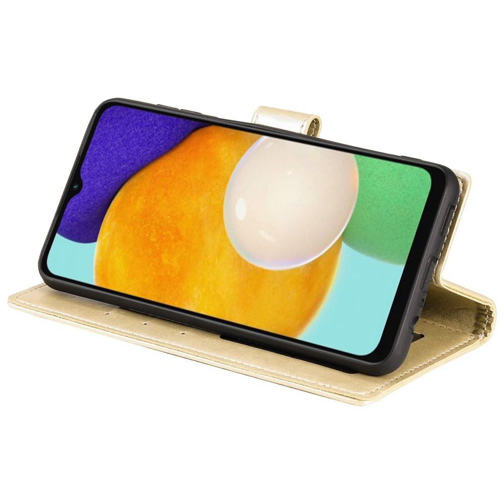 Samsung Galaxy A54 5G Leder Tasche Wallet - Mandala Flowers Imprint - Gold